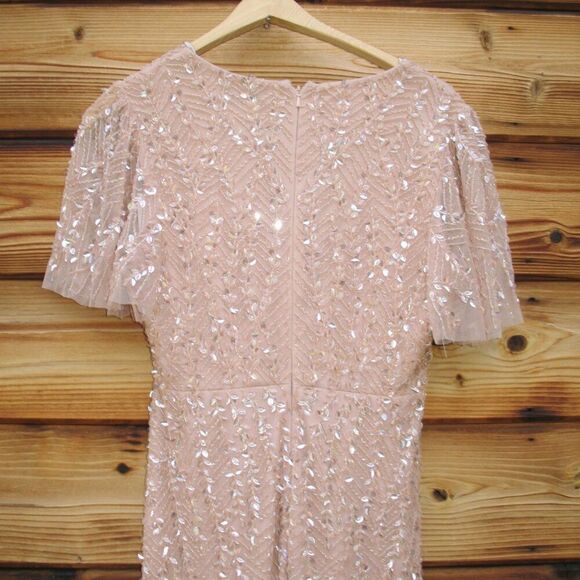 Mac Duggal 35109 Pink Embellished Flutter Sleeve Gown Dress MOB $698 - Picture 11 of 13